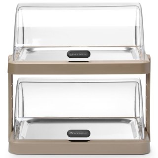 Witrynka chłodząca podwójna bufetowa z pokrywą roll-top Duo UNIQ - beżowa