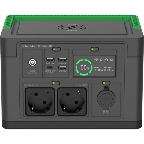 Stacja zasilania PPS330-GR Schneider OffGrid Portable Power Station 330, 332Wh Lithium-ion, 2 Schuko, Sinewave