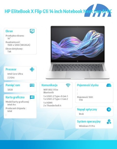 Notebook EliteBook X Flip G1i U7 268V 1TB/32GB/W11P/14 B9ZX6ET