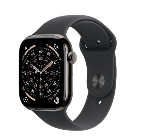 Watch Series 11 GPS + Cellular  koperta 46 mm z tytanu w kolorze łupku  pasek sportowy w kolorze czarnym - rozmiar S M