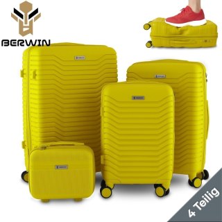 Zestaw 4 walizek podróżnych z beautycase - twarda skorupa, kółka 360°, zamek TSA