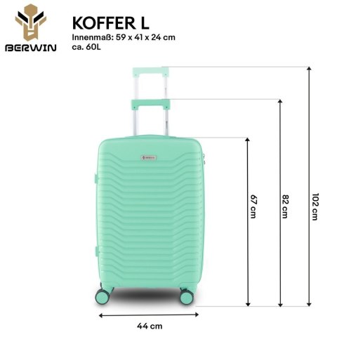 Zestaw 4 walizek podróżnych z beautycase - twarda skorupa, kółka 360°, zamek TSA