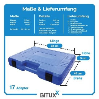 Bituxx 34 częściowy tester układu chłodzenia   ciśnieniowy test szczelności i napełnianie chłodnicy