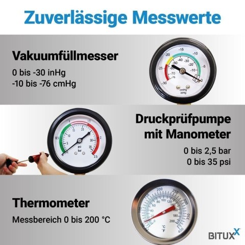 Bituxx 34 częściowy tester układu chłodzenia   ciśnieniowy test szczelności i napełnianie chłodnicy