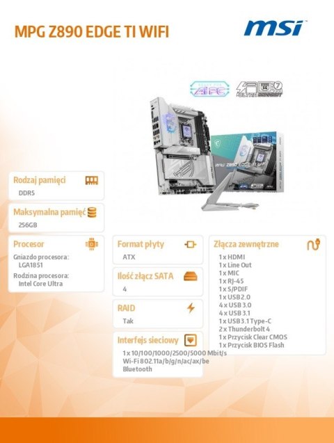 Płyta główna MPG Z890 EDGE TI WIFI s 1851 4DDR5 HDMI DP ATX