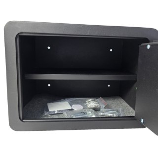 Czarny sejf biurowy domowy na kod i na klucz elektroniczny na odcisk palca