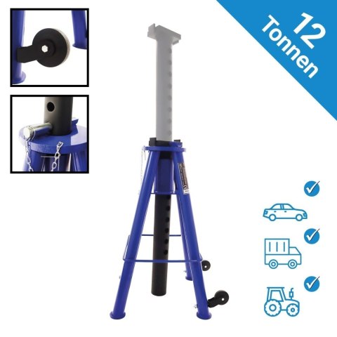Regulowany stojak podporowy 12T do samochodów i maszyn 74-122 cm stalowyy