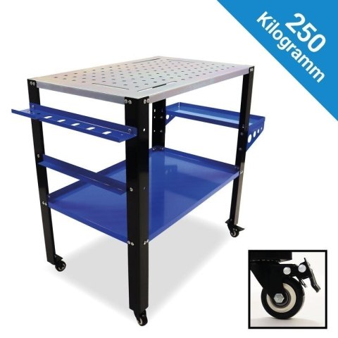 Profesjonalny stół warsztatowy/spawalniczy BITUXX na kółkach o nośności 250 kg - mobilny roboczy do spawania i montażu