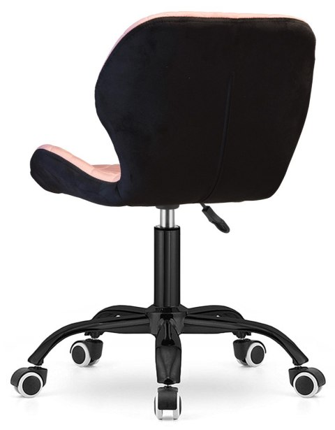 Krzesło obrotowe VASTO OFFICE VELVET PINK + BLACK CARO SMOKE