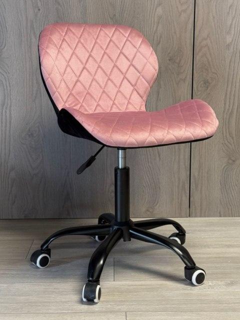 Krzesło obrotowe VASTO OFFICE VELVET PINK + BLACK CARO SMOKE