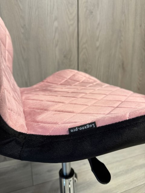 Krzesło obrotowe VASTO OFFICE VELVET PINK + BLACK CARO SMOKE