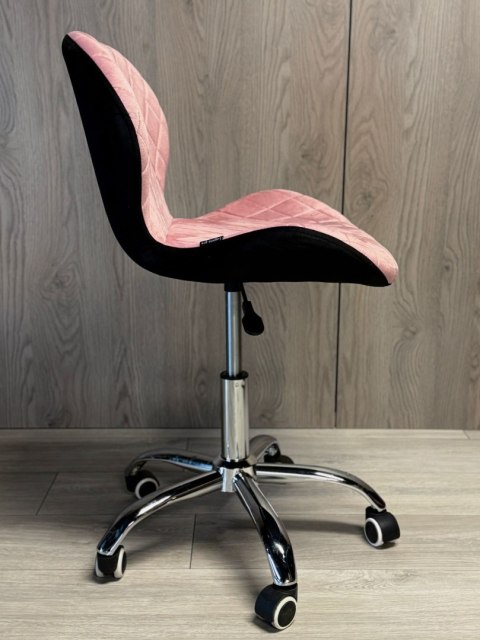 Krzesło obrotowe VASTO OFFICE VELVET PINK + BLACK CARO