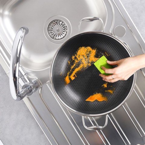 Patelnia Wok z Uchwytami Stalowa Indukcja Nieprzywierająca ORION 28 cm
