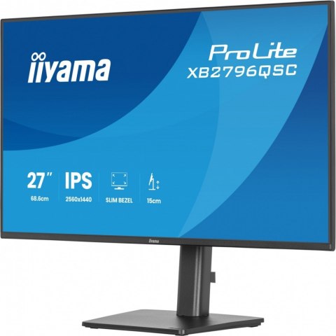 Monitor ProLite 27 cali XB2796QSC-B1 IPS,QHD,HDMI,USB-C (PD 65W),75Hz, 350cd, 1xUSB 3.2 , 1xUSB-C, 2x2W, HAS 150 PIVOT obrót sto