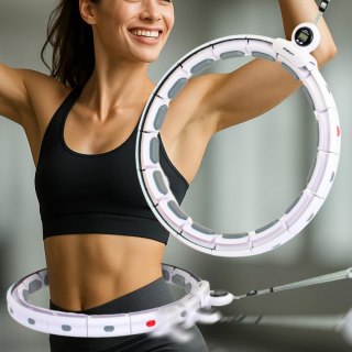 HULA HOP Z MASAŻEREM OBCIĄŻENIEM I LICZNIKIEM BIAŁO SZARY ENERO FIT