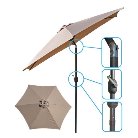 PARASOL OGRODOWY 300CM SKŁADANY BEŻOWY