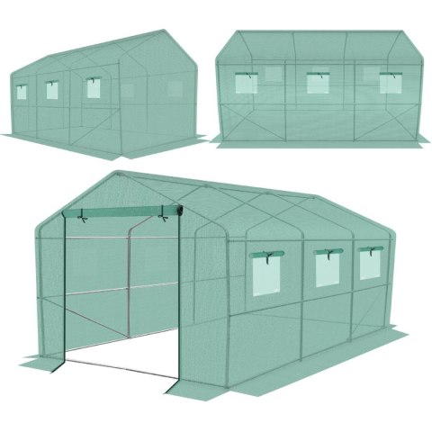 SZKLARNIA TUNEL OGRODOWY 200x350x200CM PE KONSTRUKCJA STAL ZIELONA
