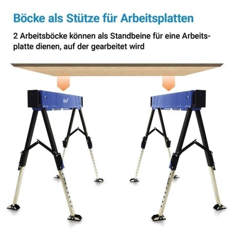 Stół roboczy / kozioł składany regulowany - 600 kg, wysokość 62-87 cm BITUXX