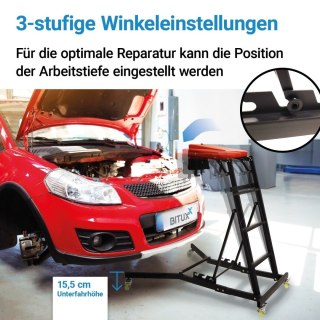 Wysokie siedzisko montażowe BITUXX, regulowane, na kółkach, 200 kg