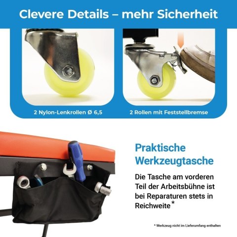 Wysokie siedzisko montażowe BITUXX, regulowane, na kółkach, 200 kg