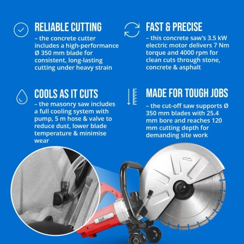 Przecinarka piła elektryczna do betonu asfaltu kamienia 120 mm 4000 obr./min 3500 W