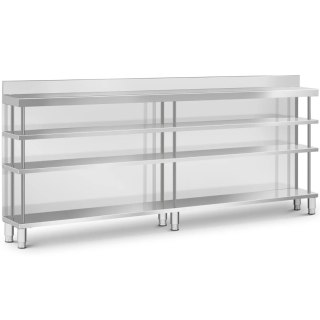 Stół blat barowy roboczy gastronomiczny z rantem 4 półki STAL 250 x 30 x 105 cm
