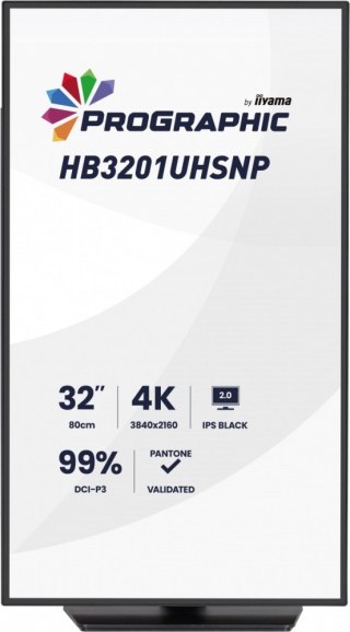 Monitor 31.5 cala ProGraphic HB3201UHSNP-B1 4K IPS BLACK 2.0 450cd VESA USB-c dock(PD:96W) HDMI DP DAISY CHAIN 4xUSB RJ45 3000:1