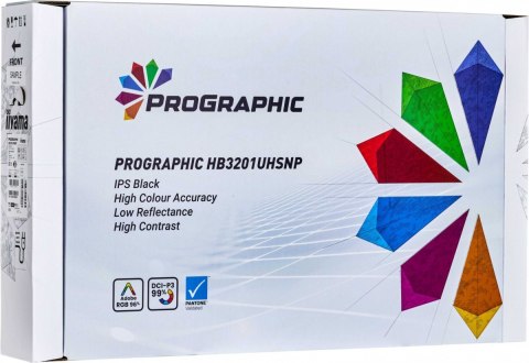 Monitor 31.5 cala ProGraphic HB3201UHSNP-B1 4K IPS BLACK 2.0 450cd VESA USB-c dock(PD:96W) HDMI DP DAISY CHAIN 4xUSB RJ45 3000:1