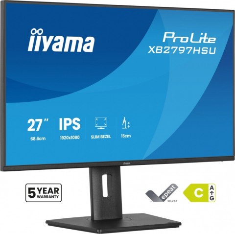 Monitor ProLite 27 cali XB2797HSU-B1 IPS FHD HDMI DP 120Hz 2xUSBv3.2  2xUSB-C  350 CD  2x2W  HAS 150 PIVOT