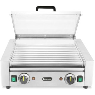 Podgrzewacz grill rolkowy do parówek hot-dogów dwustrefowy z pokrywą 11 rolek 45 cm 980 W
