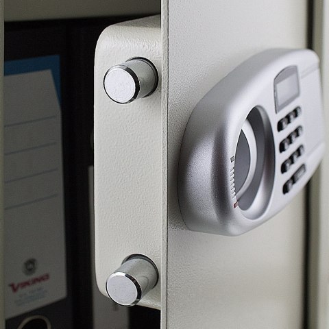 Sejf biurowy elektroniczny na kod + kluczyki na szyfr 35x52cm duży naścienny