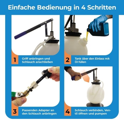Urządzenie do napełniania oleju przekładniowego 7,5L Bituxx + adaptery