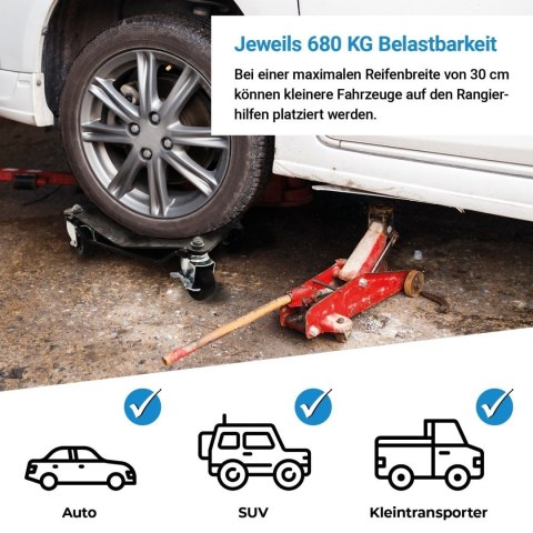 Wózki manewrowe pod koła 4x 680kg Bituxx zestaw do przestawiania auta