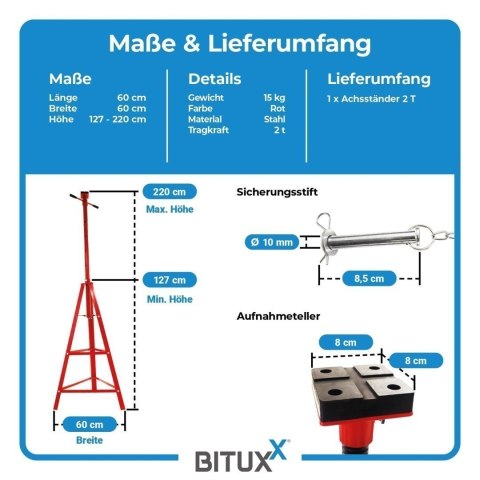 Podstawki Samochodowe BITUXX 2T - Regulowane Podpory Kobyłki Stalowe pod Auto (2 szt.)