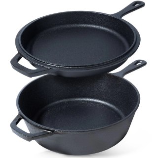 Zestaw Garnek z Patelnią Uchwytem Rączką Żeliwny Solidny Trwały VILDE 42 cm