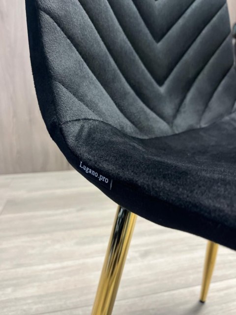 Krzesło tapicerowane TRIO VELVET BLACK GOLD
