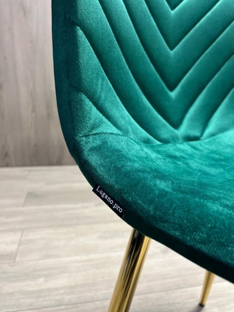 Krzesło tapicerowane TRIO VELVET GREEN GOLD