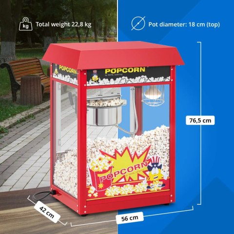 Maszyna urządzenie do prażenia popcornu retro 1500 W 5 kg/h - czerwona