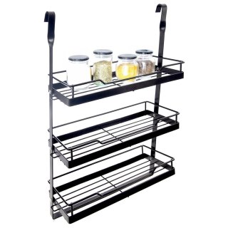 Półka Kuchenna Wisząca 3 Poziomy Reling Metal Czarny RADKA ORION