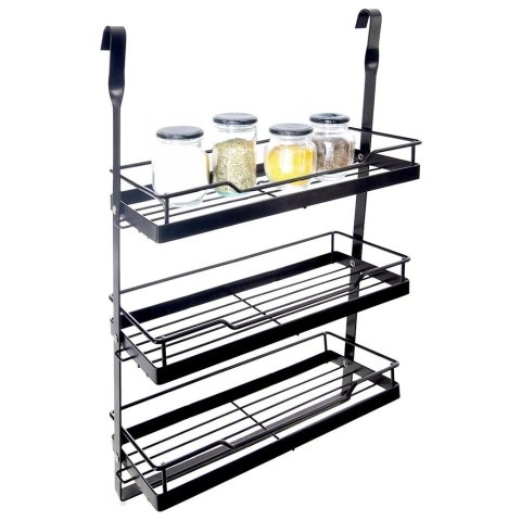 Półka Kuchenna Wisząca 3 Poziomy Reling Metal Czarny RADKA ORION