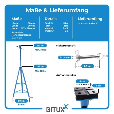Podstawka Samochodowa BITUXX 2T - Regulowana Podpora Kobyłka Stalowa pod Auto