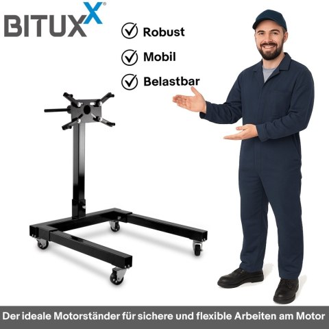 Stojak na silnik 570 kg obrotowy mobilny warsztatowy 4 koła 360°