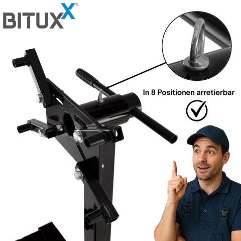 Stojak na silnik 570 kg obrotowy mobilny warsztatowy 4 koła 360°