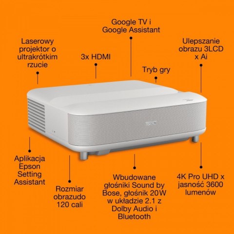 Projektor EH-LS670W 3LCD KD 4KUHD 3600L 5m:1 16:9 biały