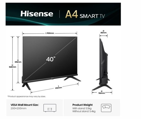 Telewizor LED 40 cali 40A4Q