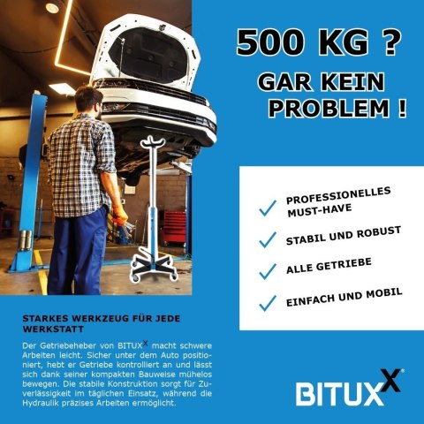 Podnośnik stojak do silników i skrzynie biegów do 500kg 105-185cm Niebieski