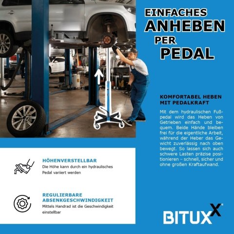 Podnośnik stojak do silników i skrzynie biegów do 500kg 105-185cm Niebieski