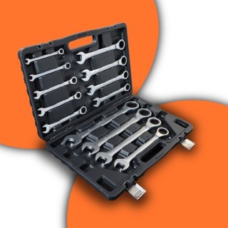 Zestaw kluczy płasko-oczkowych z grzechotką 8-32mm CrV 13 szt Zestaw Polerowane