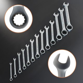 Zestaw kluczy płasko-oczkowych z grzechotką 8-32mm CrV 13 szt Zestaw Polerowane