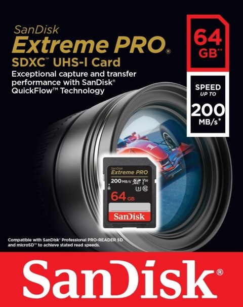 Karta pamięci Extreme Pro SDXC 64GB 200 90 MB s V30 UHS-I U3